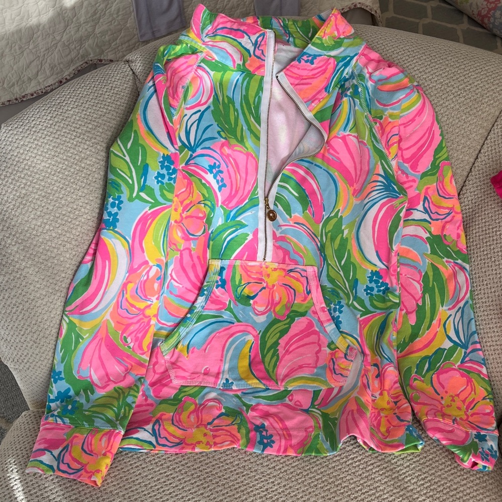 Colorful Floral Quarter-Zip Pullover